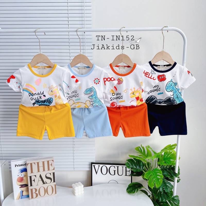 NT143 Bộ cộc tay cotton hoạ tiết con vật dễ thương cho bé