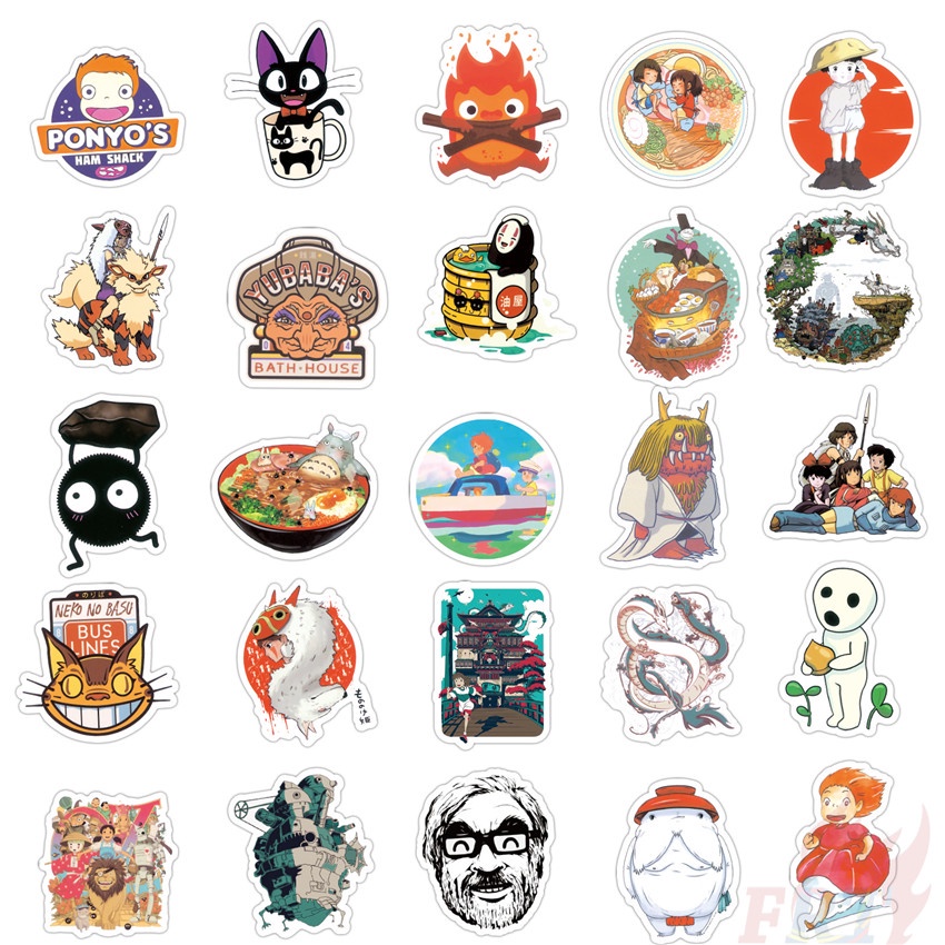 ❉ Miếng Dán Hình Anime Miyazaki Hayao Xinh Xắn ❉ Bộ 55 Sticker Chống Thấm Nước Họa Tiết Doodle Hợp Thời Trang