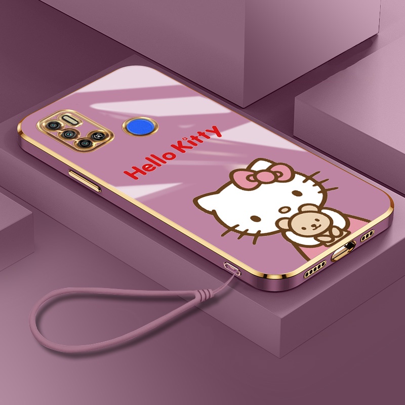 Ốp Điện Thoại TPU Dẻo Viền Vuông In Hello Kitty Cho Tecno KE6j KF6 KE6 KD6a Kk6I KF6k Kk6M KF6h Kk6P
