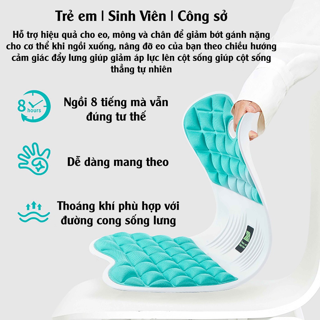 Ghế điều chỉnh tư thế dành cho người lớn, đệm chỉnh dáng ngồi chống gù chống đau mỏi lưng khi làm việc và học tập