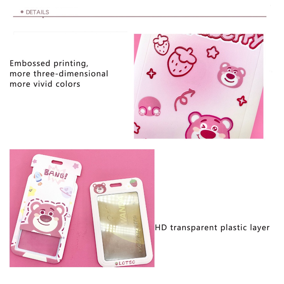 Lotso Dây Đeo Thẻ 3 Chiều Hình Gấu Hồng Thiết Kế Đơn Giản