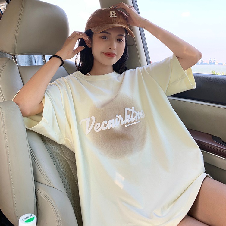 IELGY  Áo Thun Tay Ngắn In Họa Tiết Xốp Phong Cách Hàn Quốc Thời Trang Cho Nữ