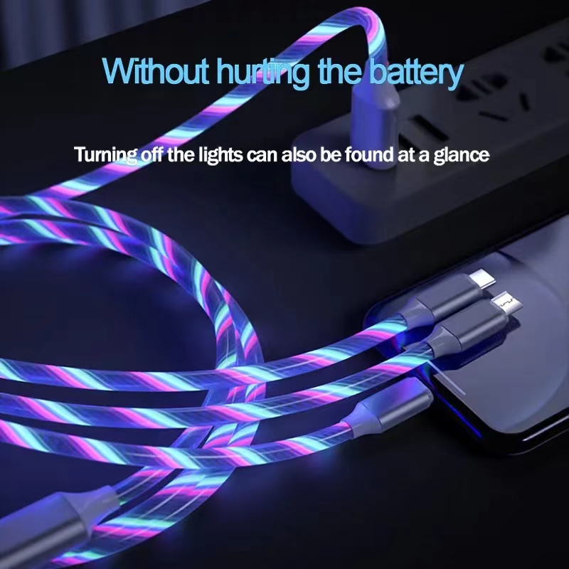 Cáp Sạc Nhanh  3 Trong 1 Phát sáng micro USB type c dây sạc cho samsung oppo