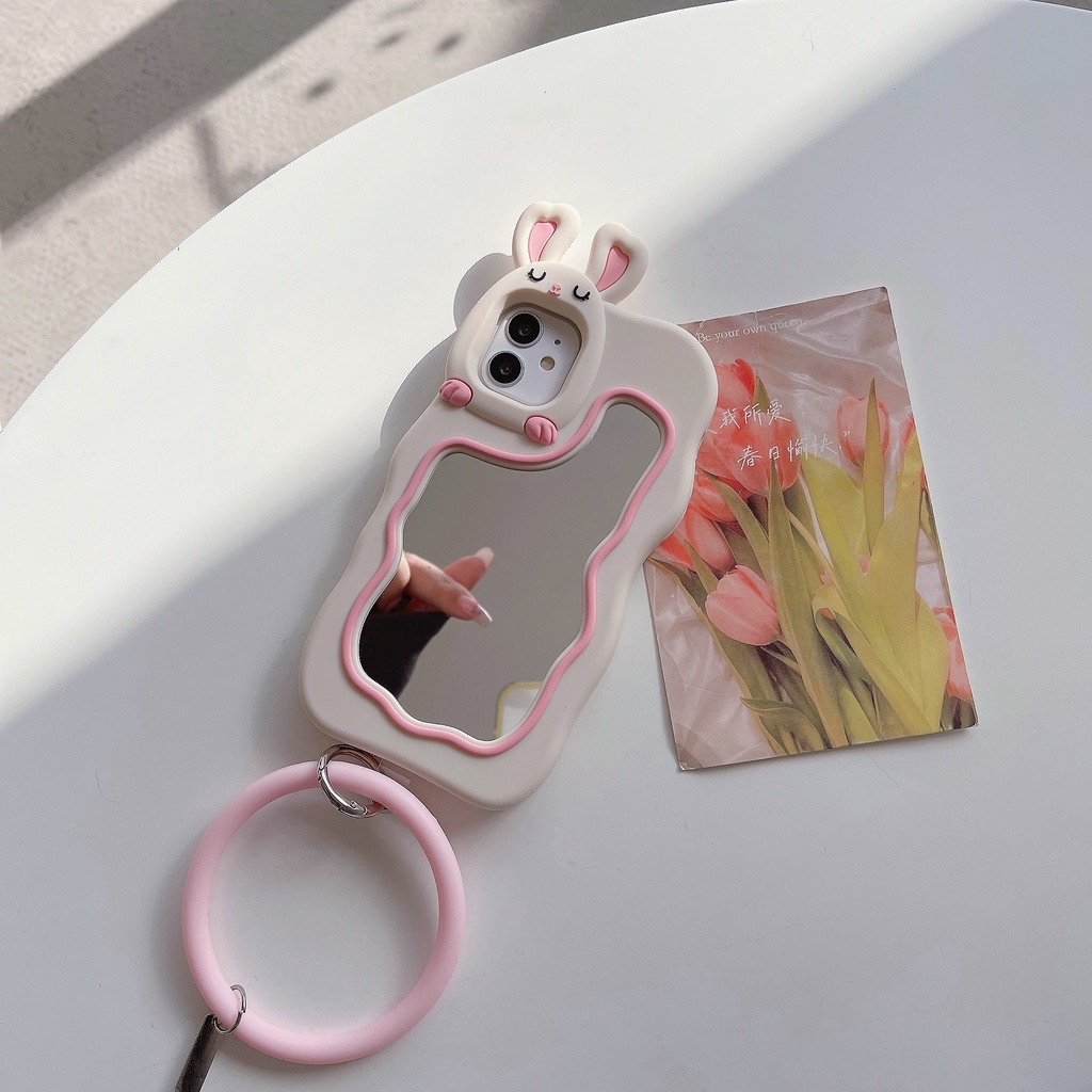 Ốp Điện Thoại silicone Mềm Mặt Gương Thỏ Trắng Cho vivo Y52S Y31S Y53S Y76S Y33S Y55 Y55S Y77 Y30 Y70S Y51S X80 X90 S16 Y35 Y16