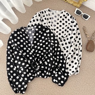 Áo sơ mi chấm bi sang chảnh 2284