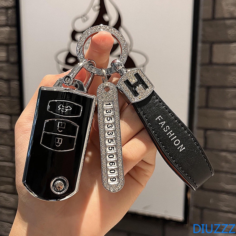 Dây Đeo Bằng Da Không Cần Khoan Lỗ Vỏ Bảo Vệ Chìa Khóa Xe Hơi Mazda 2 3 6 Atenza Axela Demio CX-5 CX5 CX-3 CX7 CX-9 2015 2016 2017 2018 2019