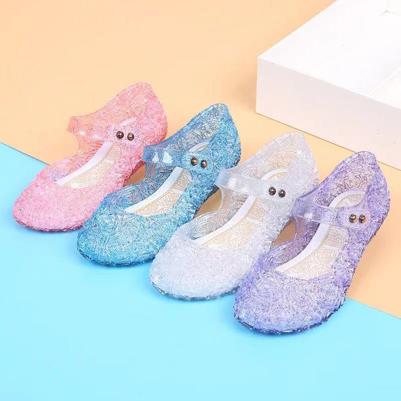 Xăng đan Công Chúa Frozen Đế Phẳng Hở Ngón Đính Pha Lê Dễ Thương Cho Bé Gái