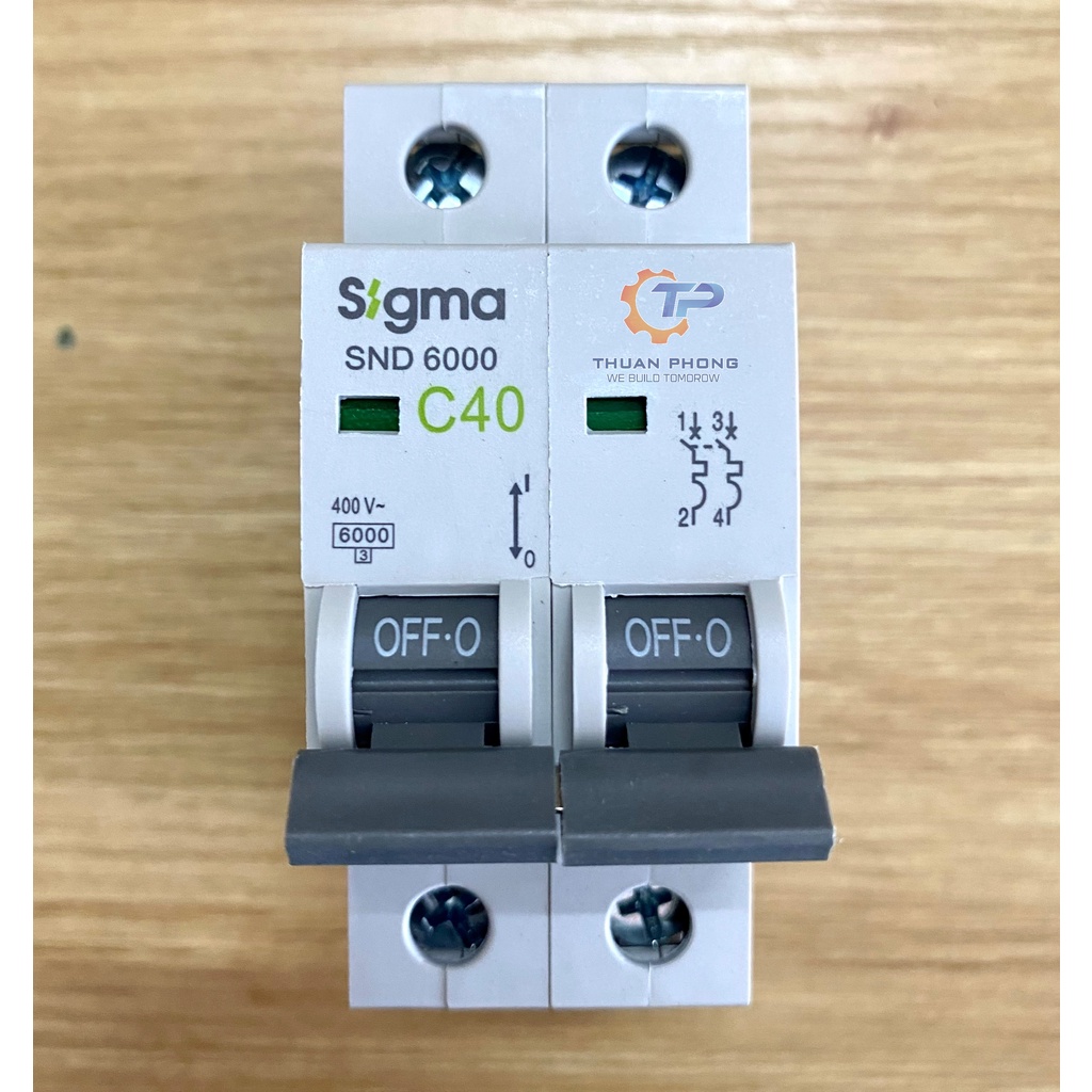 Cầu dao Sigma MCB loại SND6000, 2P, dòng cắt 6kA