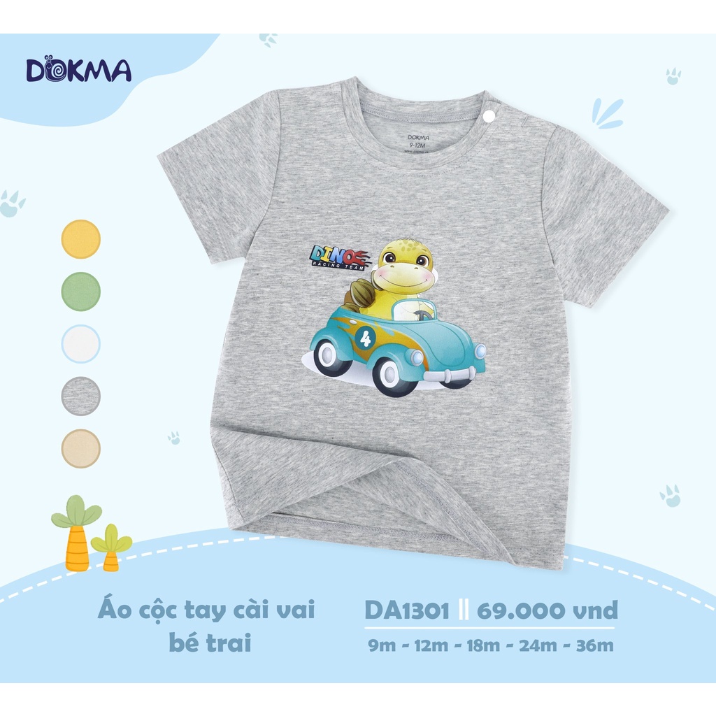 Dokma_ Áo cộc tay cài vai chất mềm mại cho bé