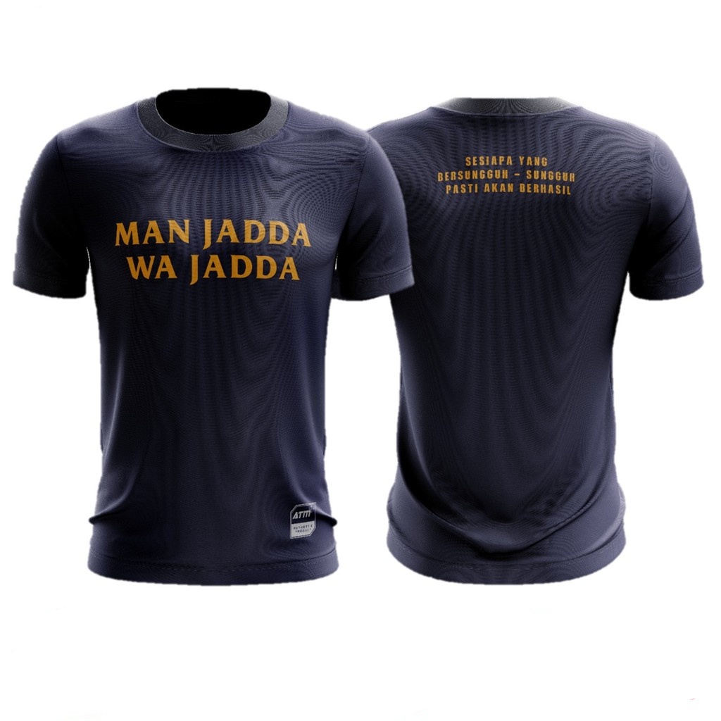 Dr Hàng Có Sẵn Áo Thun Chiến Thuật Jadda Wa Jadda baju Mặt Dây Chuyền Lụa Màu Xanh Navy Blu