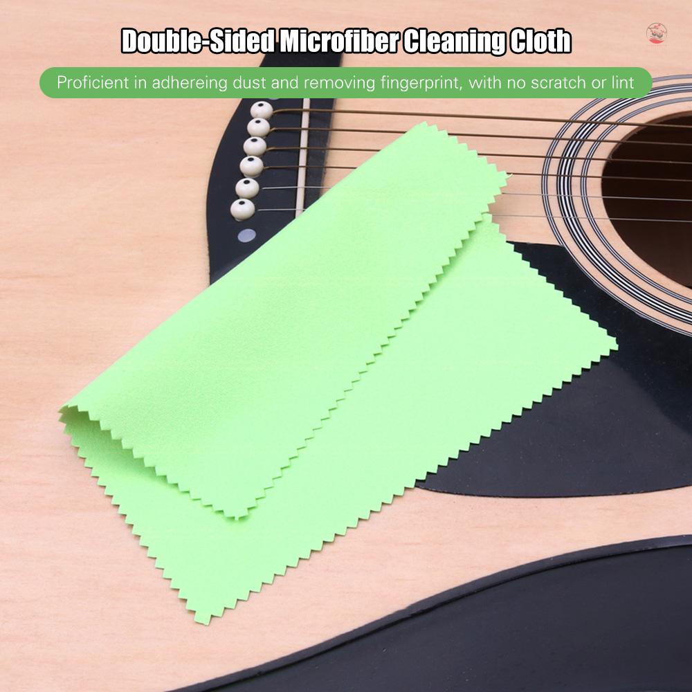 Khăn Lau Đánh Bóng Nhạc Cụ Hai Mặt 15cm * 15cm Bằng Sợi Micro Mềm Mại Màu Xanh Lá Dành Cho Guitar Bass Violin Piano