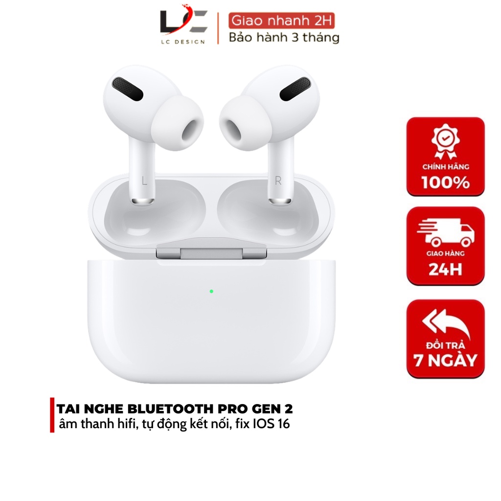 Tai nghe bluetooth Pro Gen 2 dung lượng pin 420mAh, định vị, đổi tên, thao tác chạm cảm ứng,mở nắp pop up - LC DESIGN