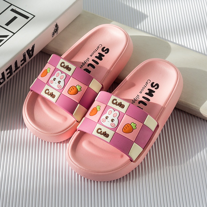 Dép lê cho bé trai bé gái 2-8 tuổi hoạ tiết thỏ, gấu kẻ caro cute phong cách thời trang mùa hè 2023