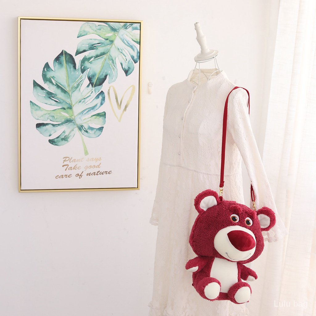 Balo cute đeo vai hình gấu bông dâu tây Disney dễ thương dùng làm quà tặng cho bé