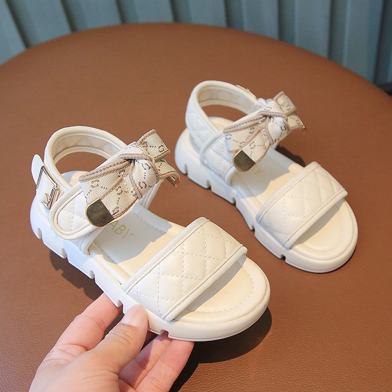 Dép bé gái - Sandal cho bé quai dán phối nơ xinh xắn chính hãng MG Baby V983 mẫu mới nhất