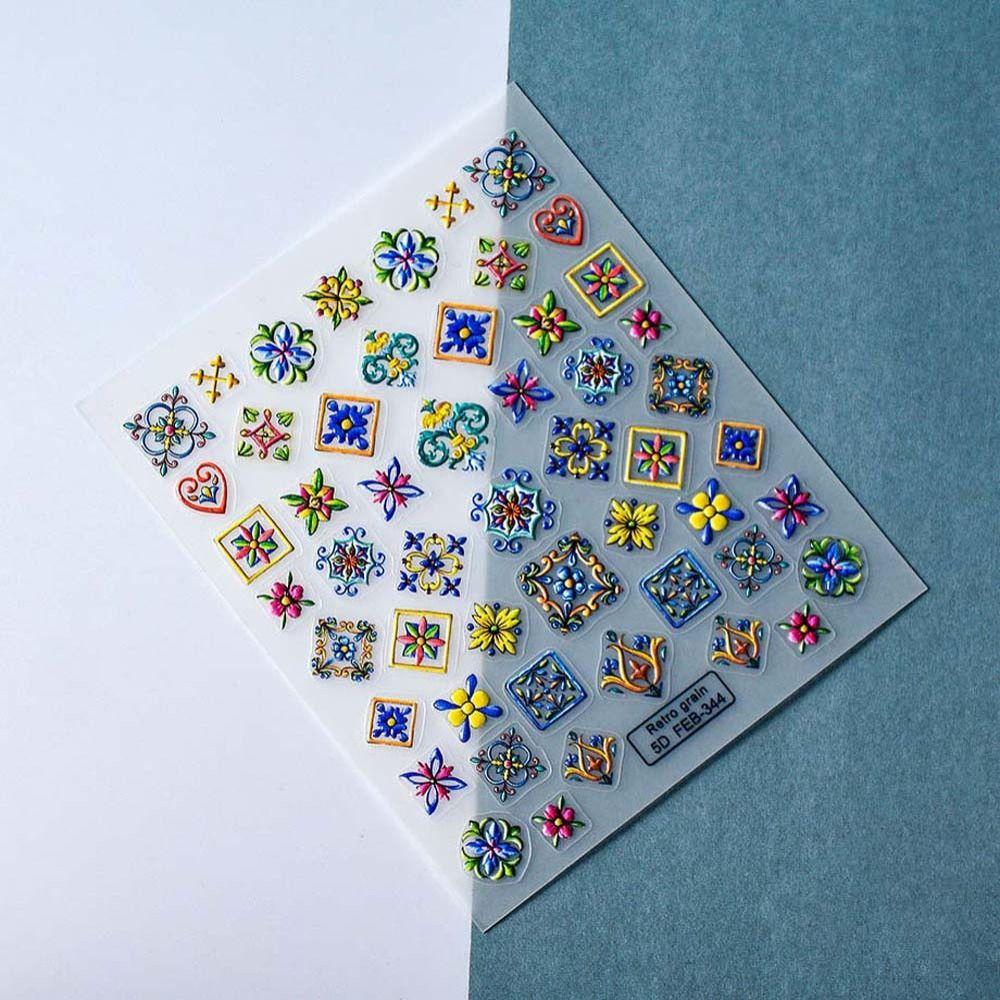 Miếng Dán Trang Trí Móng Tay Nhiều Màu Họa Tiết Phong Cách Bohemia 5D