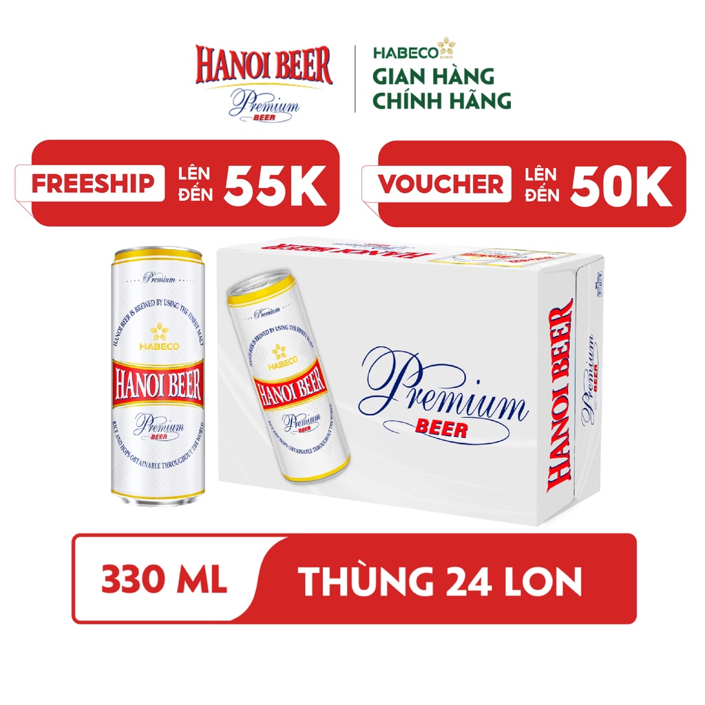 [GIFT] Combo 2 lon Bia Hà Nội Premium - HABECO (330ml/lon)