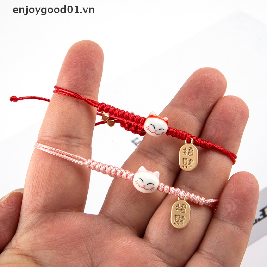 {Key} Vòng Tay Dây Mặt Hình Mèo May Mắn Quà Tặng Sinh Nhật Charm Maneki Neko Dành Cho Cặp Đôi