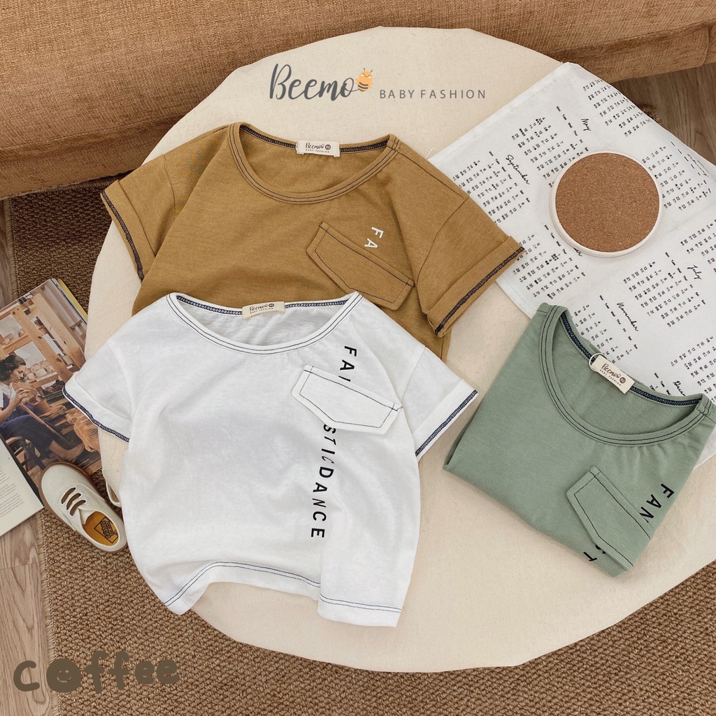 Áo phông cộc tay in chữ phá cách Beemo cho bé trai
