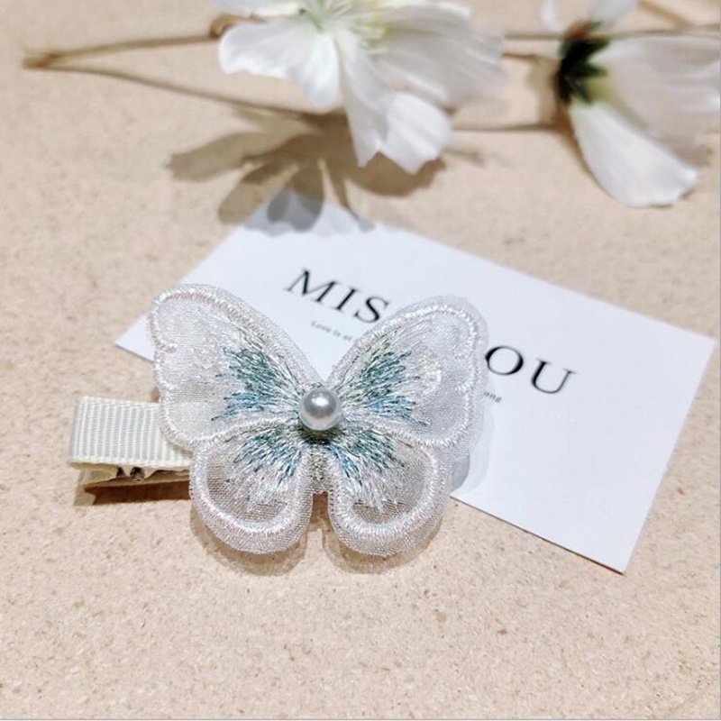 Kẹp Tóc Nơ Lưới Đính Ngọc Trai Ba Chiều Thanh Lịch Thời Trang Hàn Quốc JP5