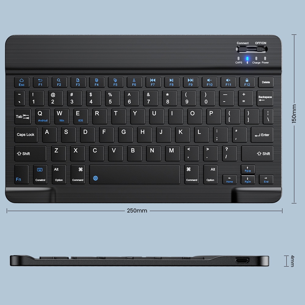 Bàn phím không dây Bluetooth Kit Bàn phím im lặng có thể sạc lại cho iPad iphone Tablet TV Windows