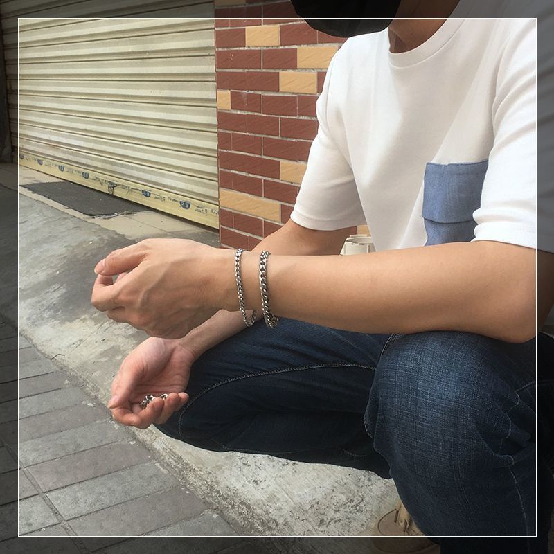 Vòng Đeo Tay Bằng Thép Không Gỉ 316L Phong Cách Hip hop Đơn Giản Cho Nam Và Nữ