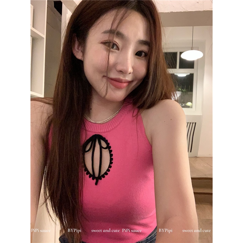 Áo Lót Cổ Tròn Khoét Rỗng Màu Sắc Tương Phản Thời Trang Mùa Hè Cho Nữ