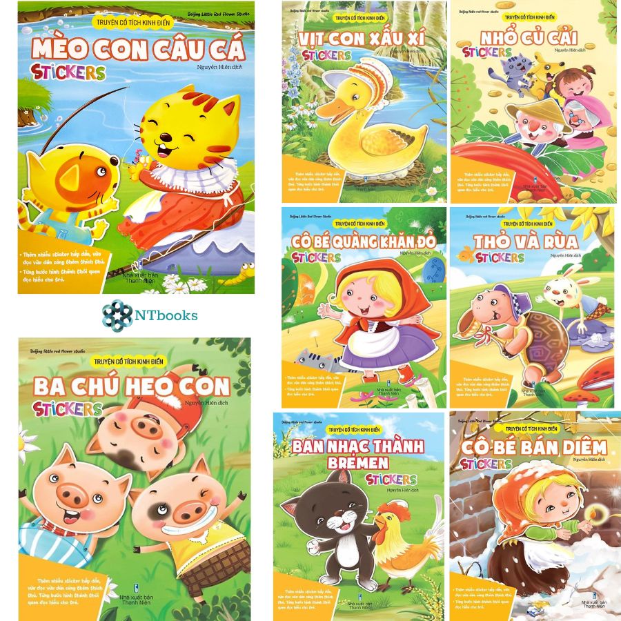 Sách (Lẻ tùy chọn) Truyện cổ tích kinh điển - Stickers - Bộ 8 cuốn