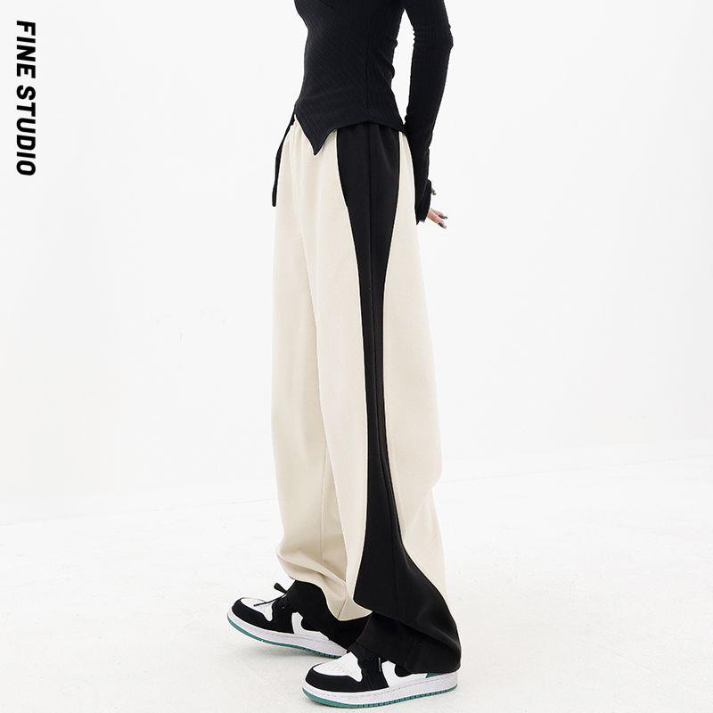 Quần Harem Ống Rộng Ghép Mảnh Màu Sắc Tương Phản Phong Cách Âu Mỹ Thời Trang Xuân Thu Hàng Mới Dành Cho Bạn Nữ