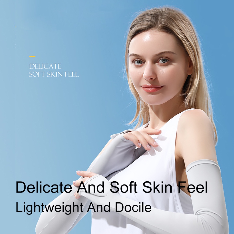 1 Cặp Găng Tay Chống Nắng Và Tia UV Bằng Lụa Lạnh Thoáng Khí Dành Cho Nữ