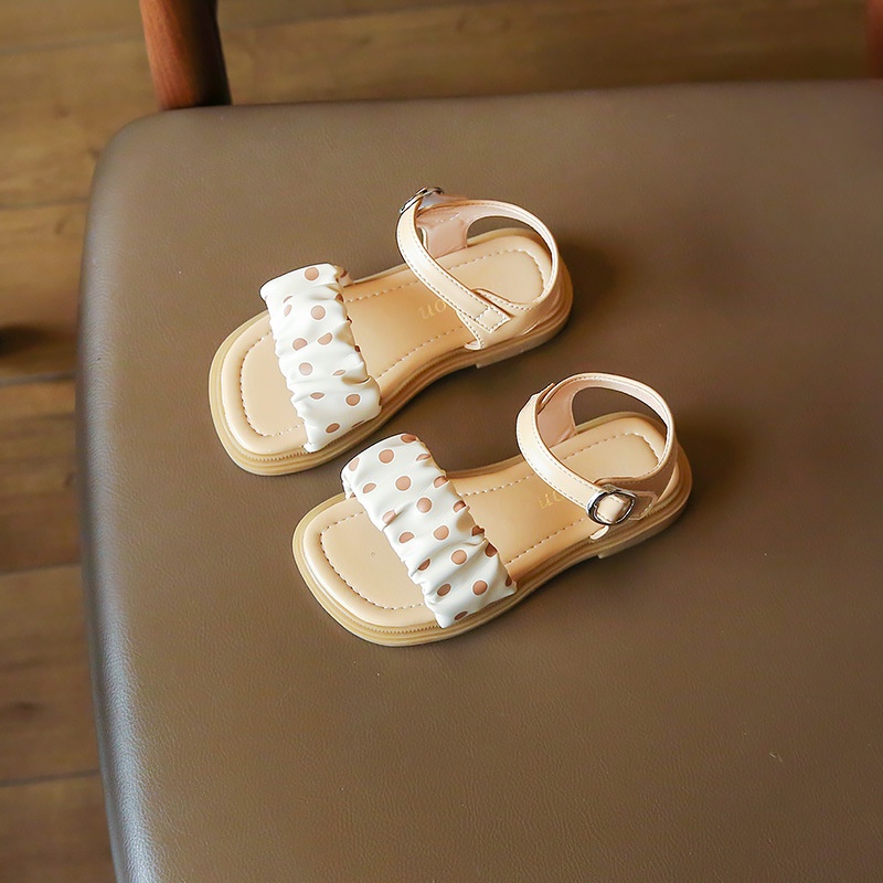 Xăng đan Công Chúa Đế Mềm Chống Trượt Họa Tiết Chấm Bi Cho Bé Gái