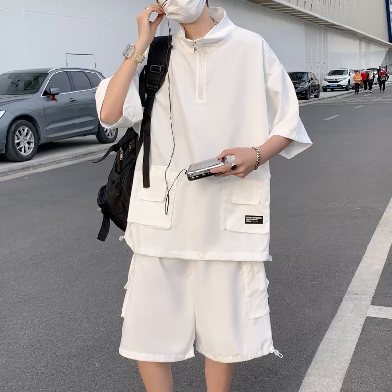 Áo Thun POLO Tay Ngắn Và Quần Lửng Đơn Giản Thời Trang Mùa Hè Dành Cho Nam