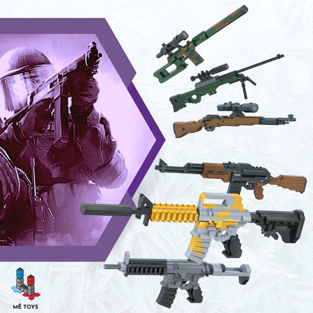 Đồ Chơi Lắp Ráp Mô Hình AK47, VSK94 26-42cm Siêu Ngầu - Mê Toys