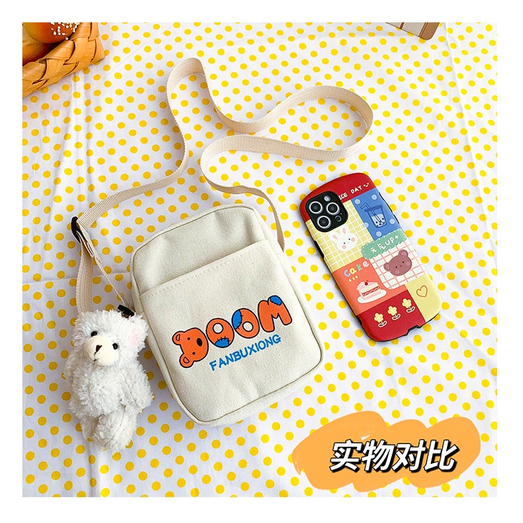 Túi Đeo Chéo Vai Bằng Vải Canvas Thời Trang Dễ Phối Đồ Phong Cách Harajuku Cho Nữ