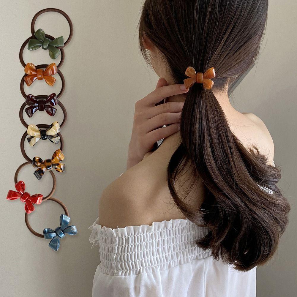 Dây Buộc Tóc Cao Su Đính Nơ Đuôi Ngựa Thanh Lịch Ngọt Ngào Cho Nữ