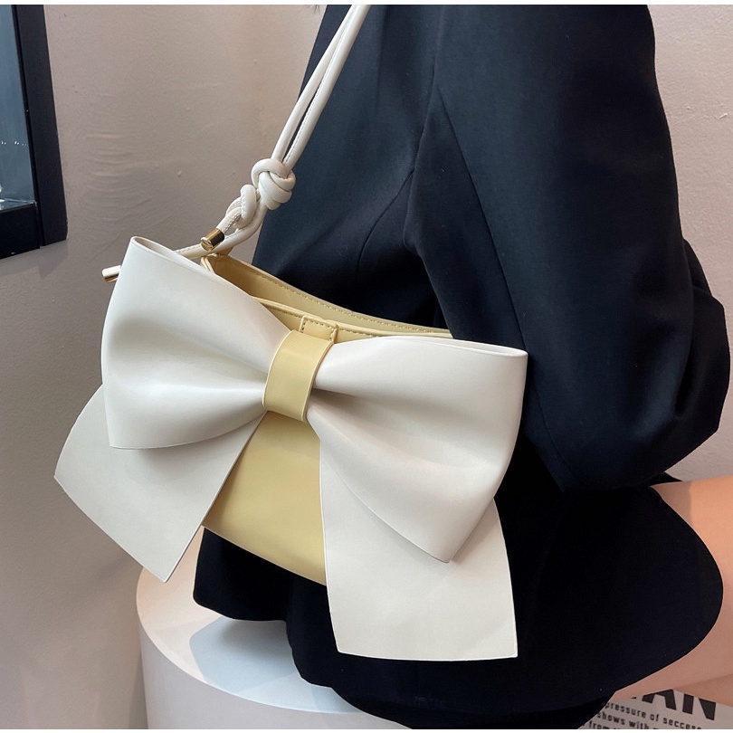 Túi Xách Nữ Đeo Chéo Đeo Vai kẹp nách thời trang Dự tiệc Phối nơ cá tính Linhstore