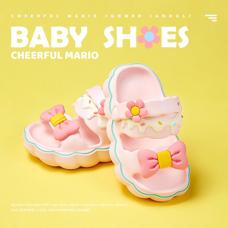 Cheerful Mario Dép Công Chúa Bằng EVA Đế Mềm Chống Trượt In Hình Mario Dễ Thương Thời Trang Mùa Hè Cho Bé Gái