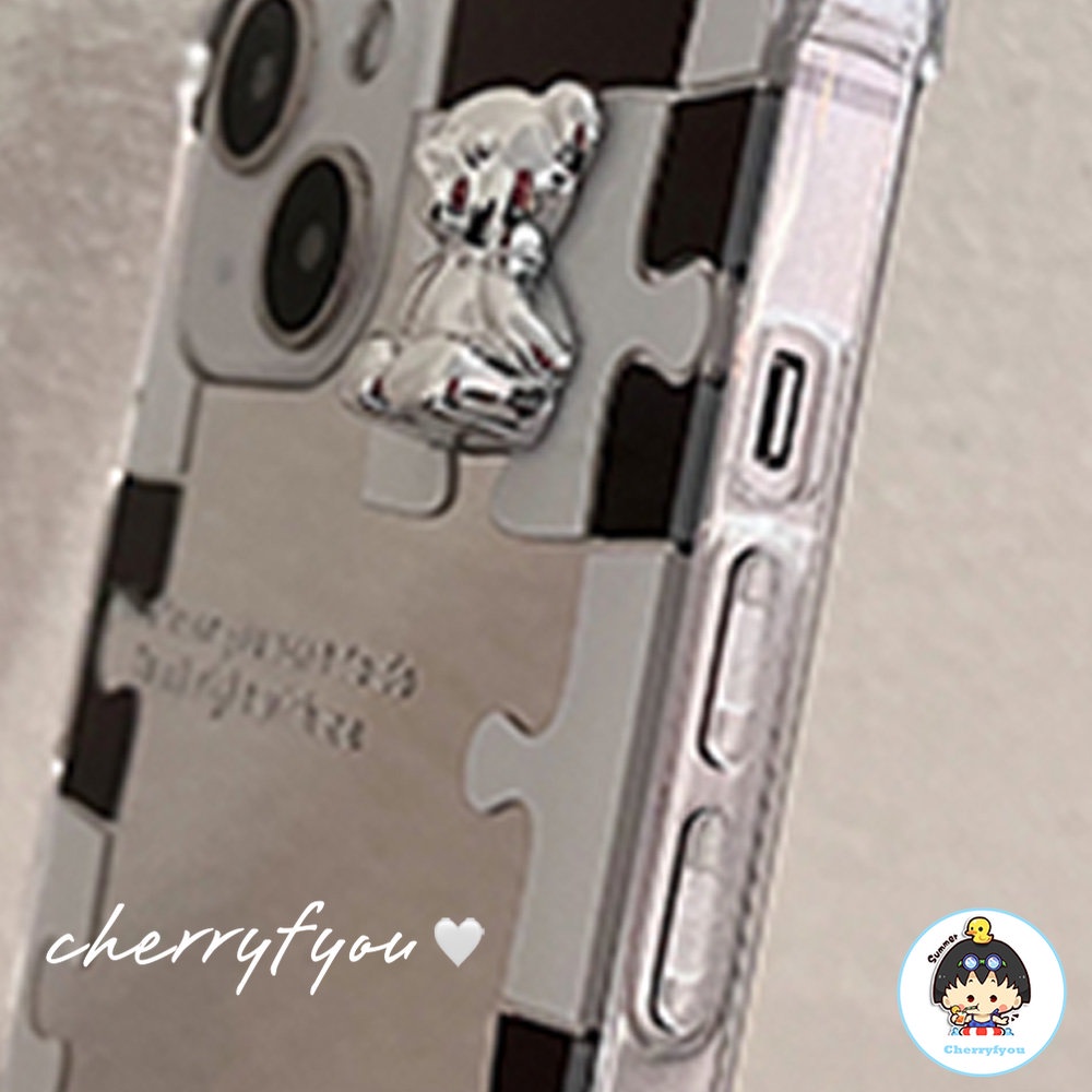 Ốp Điện Thoại TPU Mềm Mạ Gương Họa Tiết Gấu Cho IPhone 14 13 12 11 Pro Max XS XR 8 7 Plus