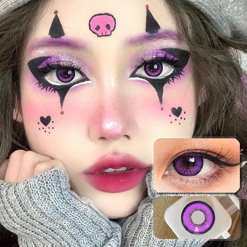 (- 1.00 Đến - 7.00) Kính Áp Tròng Màu Tím Hóa Trang Nhân Vật anime