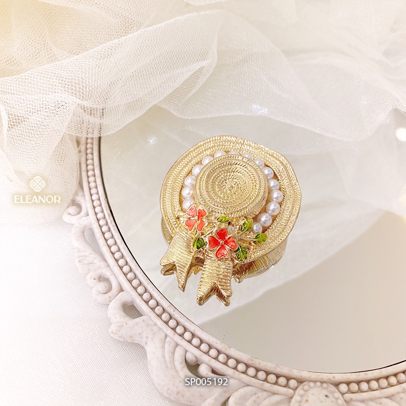 Ghim cài áo nữ Eleanor Accessories hình nón tai bèo ngọc trai nhân tạo phụ kiện trang sức dễ thương 5192