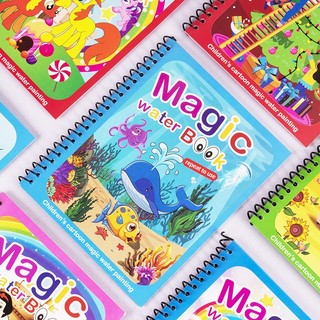 Tranh tô màu nước ma thuật Magic Book các chủ đề khác nhau cho bé (tặng kèm bút)