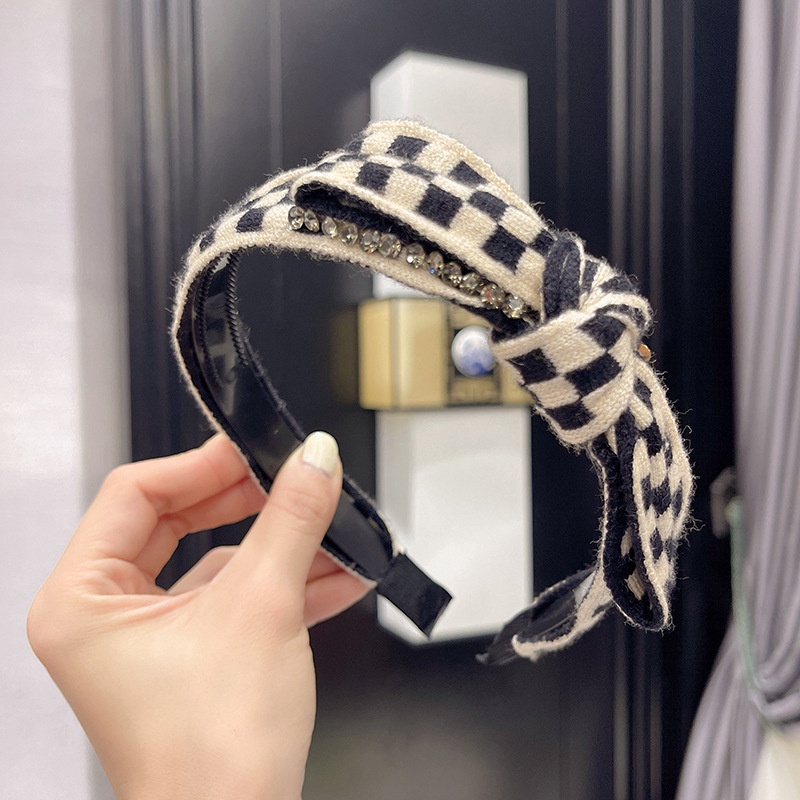 Băng Đô Cài Tóc Phủ Lông Họa Tiết Chấm Bi Thời Trang Thu Đông