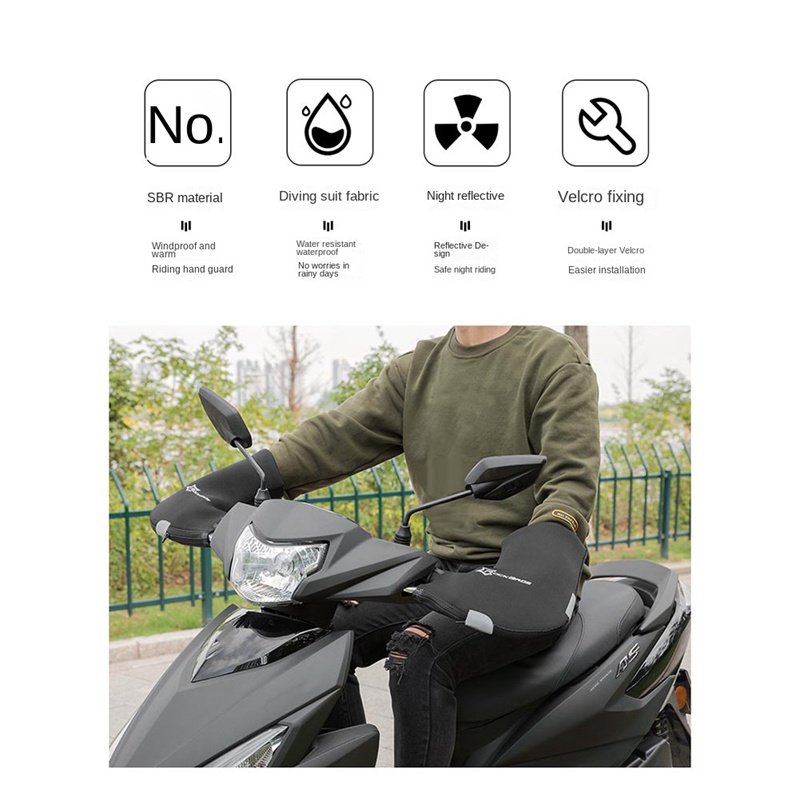 Rockbros Set 2 Bọc Tay Lái Xe Đạp Màu Đen Phản Quang Giữ Ấm