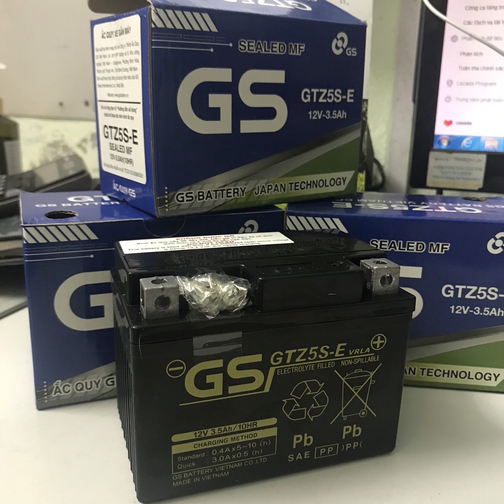 Bình ắc quy khô xe máy GTZ5S-E 12V 3.5AH chính hãng GS BATTERY