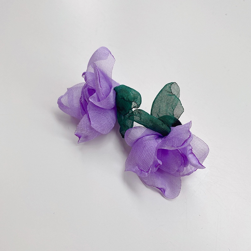 Bông Tai Hoa Vải Phong Cách Pháp Lãng Mạn