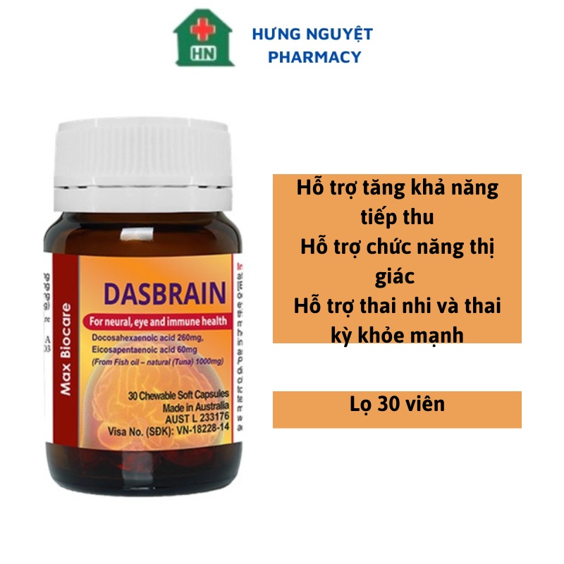 Dasbrain Omega 3 cho sức khoẻ não, mắt, hệ miễn dịch Lọ 30 viên