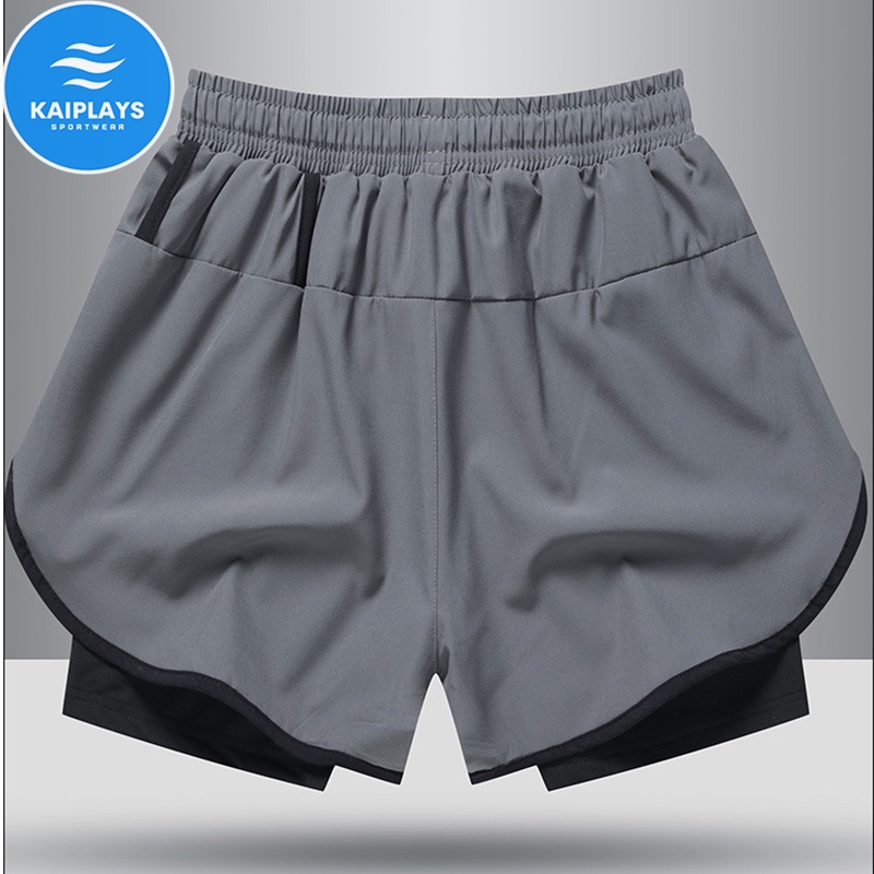 Quần đùi nam thể thao hai lớp, quần bơi nam chống thấm nước chơi tennis, bóng rổ, tập gym, chạy bộ KAIPLAYS KP036
