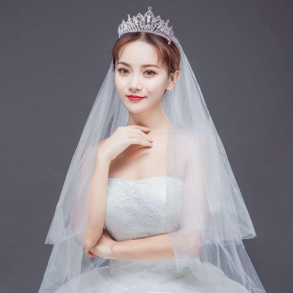 Cài Tóc Hình Vương Miện Đính Đá Thời Trang Cho Cô Dâu|Băng Đô Cài Tóc Phong Cách Vintage Hàn Quốc Cho Cô Dâu