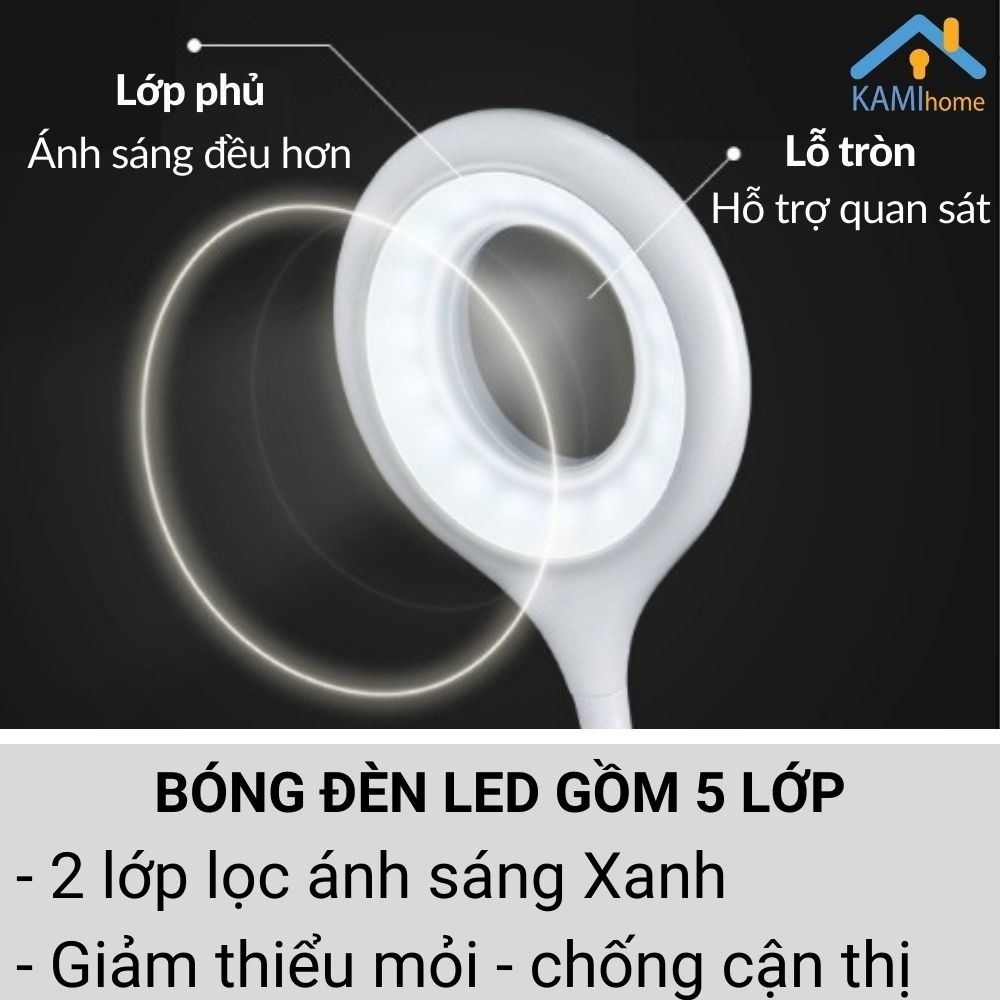 Đèn học để bàn chống cận thị pin sạc tích điện bóng led cảm ứng mã 3601x