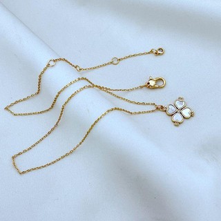 Ks vòng cổ kim loại mặt cỏ bốn lá trái tim vỏ sò tự nhiên q
